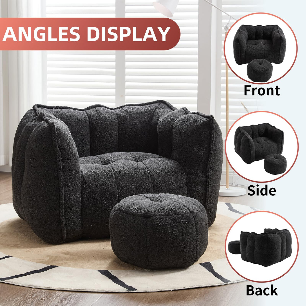 Bean Bag Couch with Ottoman