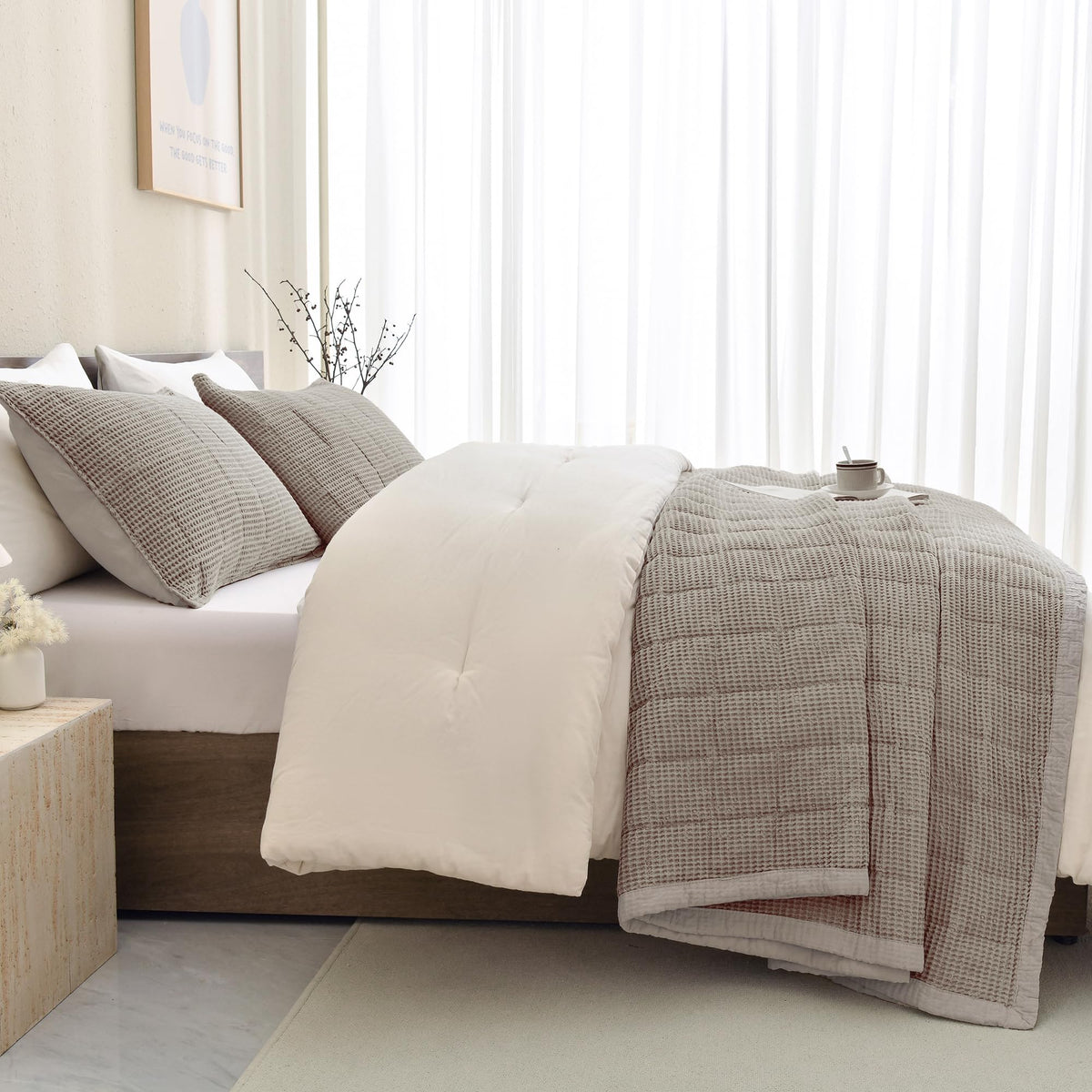 Oversized Waffle Weave Lightweight Coverlets_3 Pieces