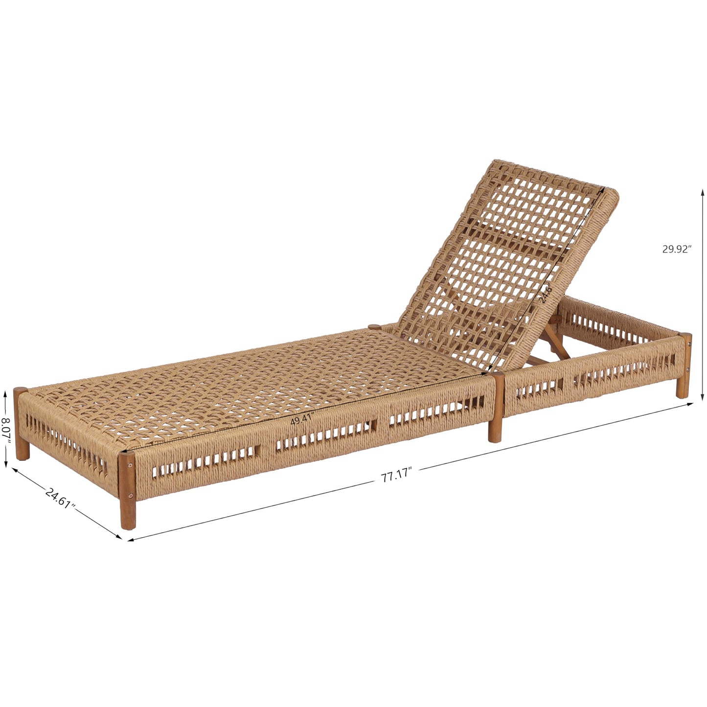 Christopher Knight Home Mercer Acacia Wood Chaise Lounge Chair Outdoor, Poolside Sun Lounger Recliner with Wicker Seat, Patio Outdoor Chaise Lounge, Adjustable Backrest Lounge Sofa, Teak+Light Brown