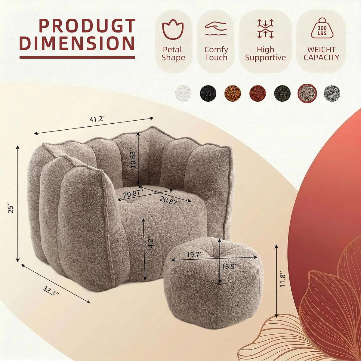 Bean Bag Couch with Ottoman