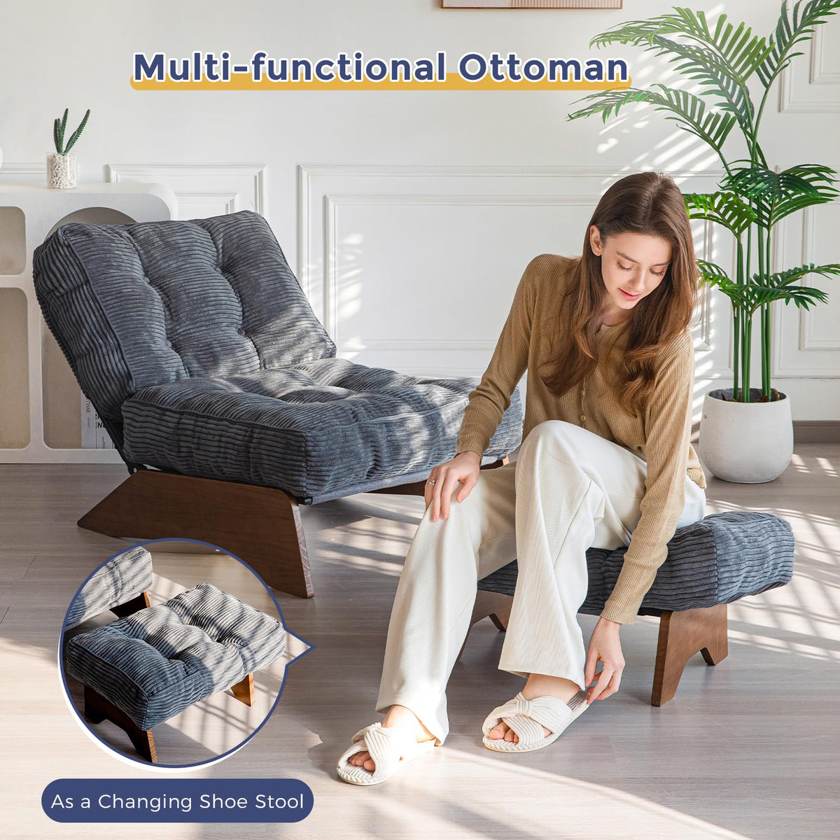 Lounge Chair with Ottoman and with Adjustable Backrest