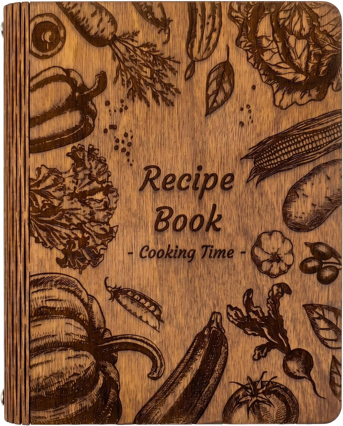 Wooden Recipe Book Engraved Journal