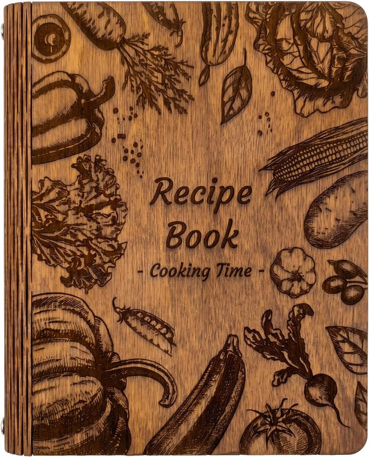 Wooden Recipe Book Engraved Journal