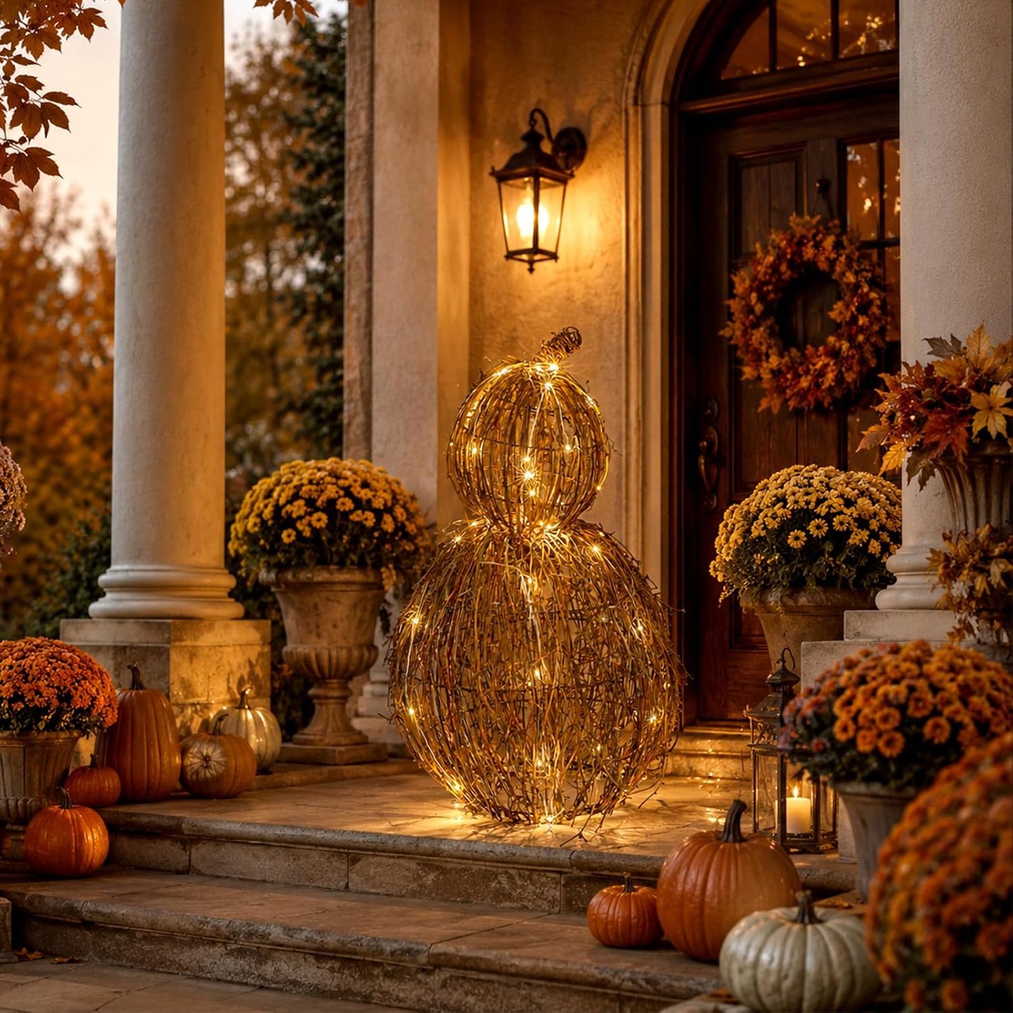 Woven Lit Fall Pumpkin