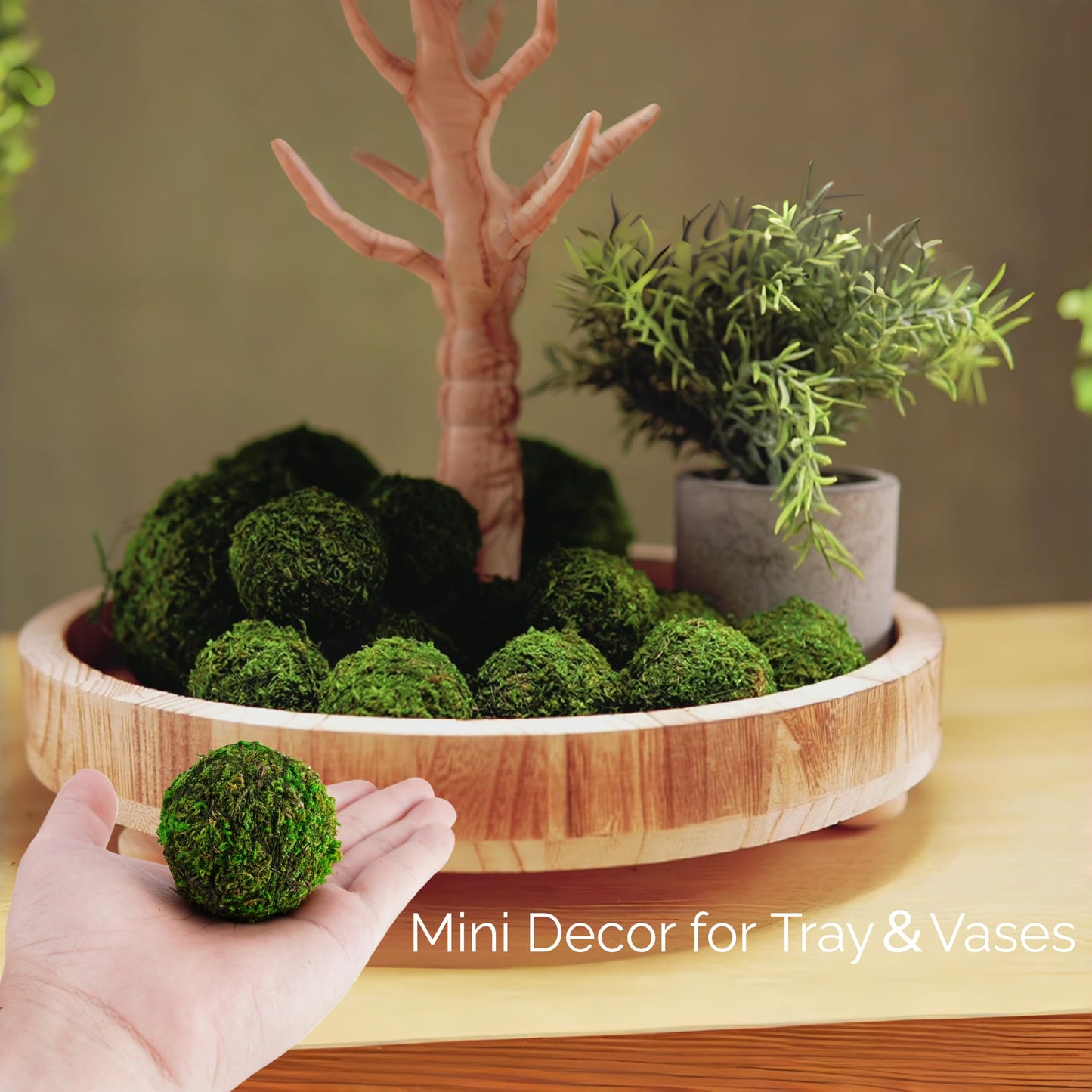 BYHER Natural Green Moss Decorative Ball,Handmade (3.5"-Set of 6)