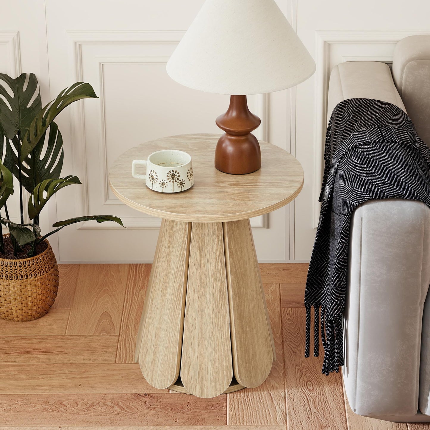Mid Century Round Modern Side Table Nightstand