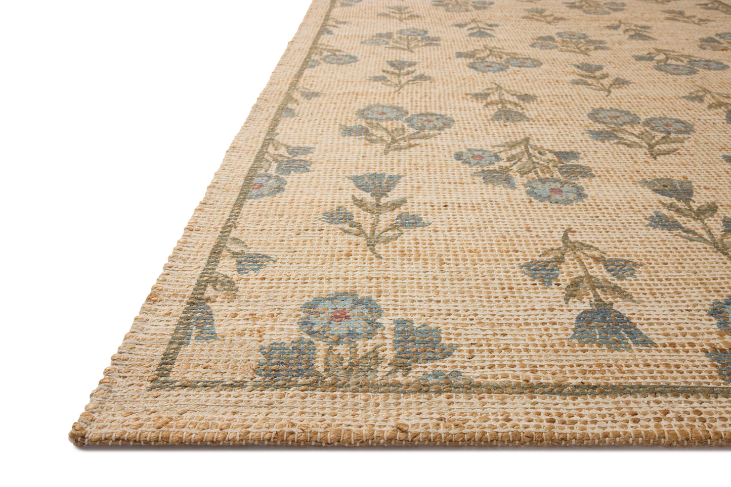 Loloi Chris Loves Julia Rue Collection Wheat/Sage Jute Neutral Floral Rug