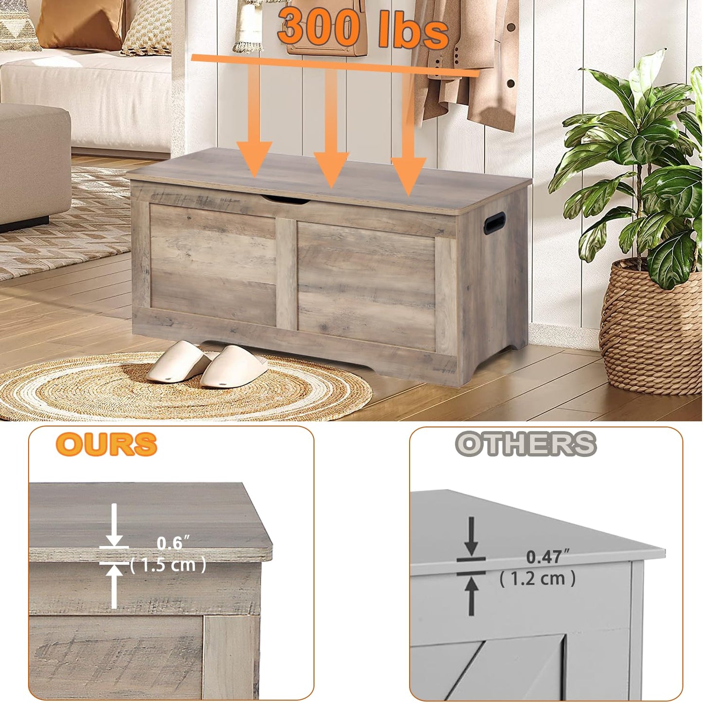 Timberer 47.2" Wooden Extra Large Storage Trunk