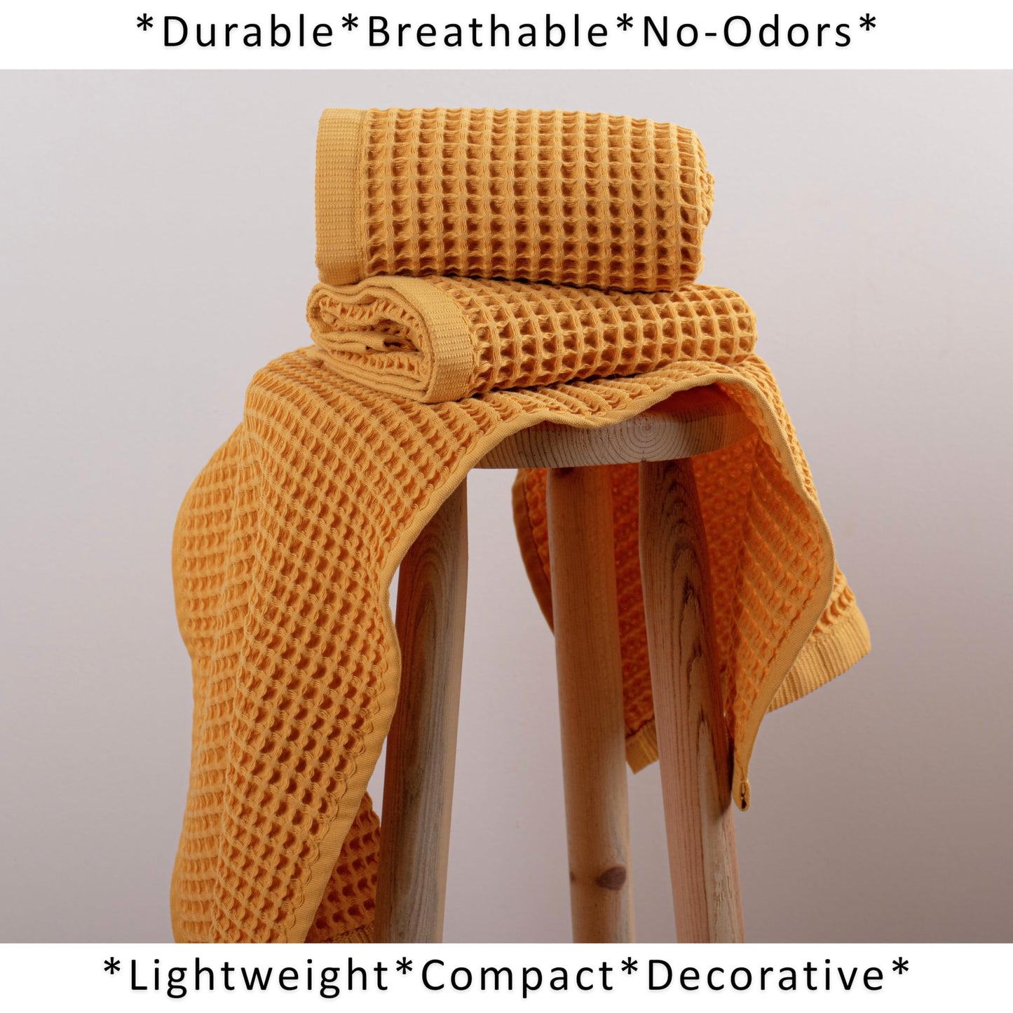 PÜSKÜL Organic Waffle Kitchen Towel Pure 100% Turkish Cotton Set of 3 Natural Raw-Undyed Towel - Premium Quality Soft Quick-Dry Absorbent Lint-Free Hand & Dish Towels Large 32X16 (3, Natural Beige)