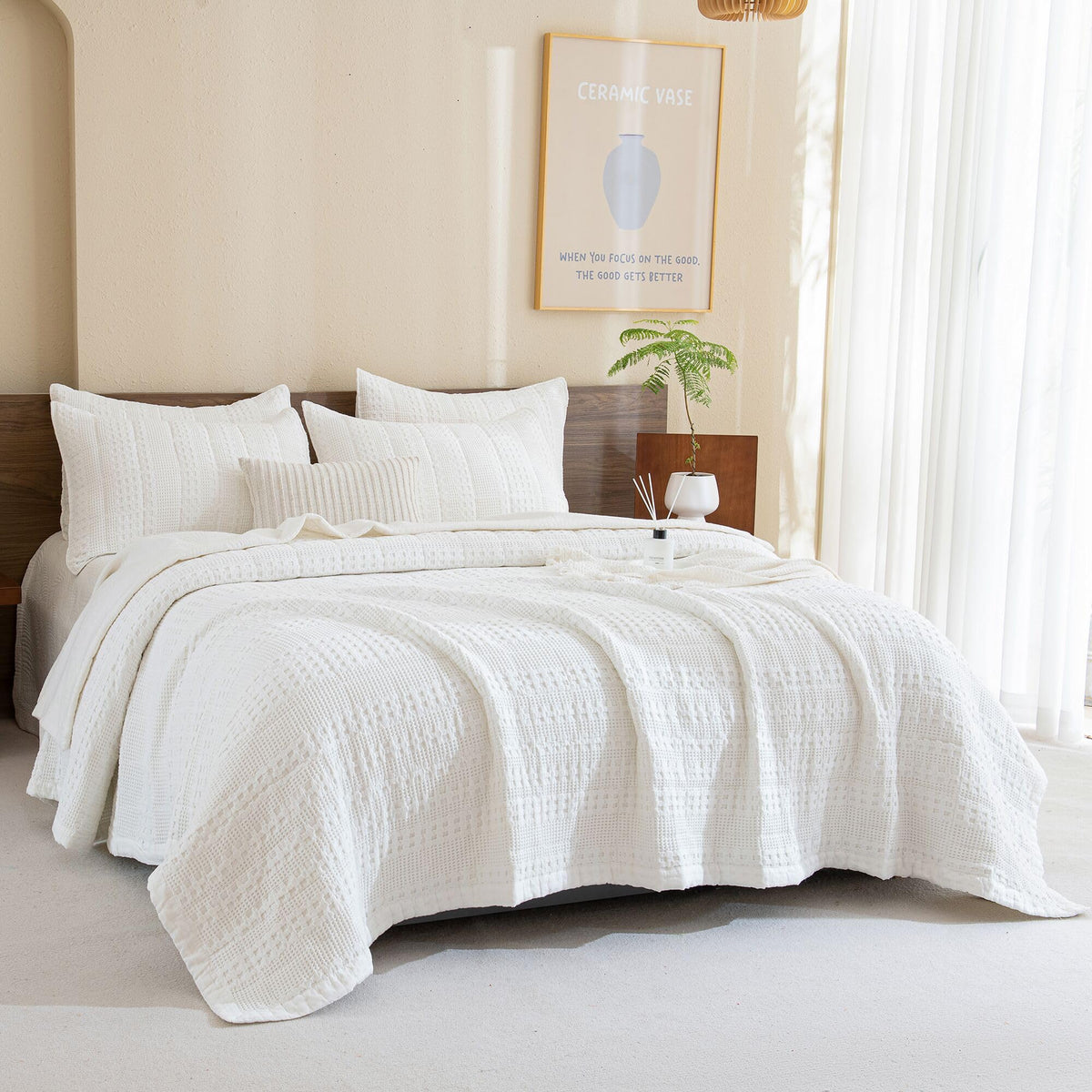 Oversized Waffle Weave Lightweight Coverlets_3 Pieces