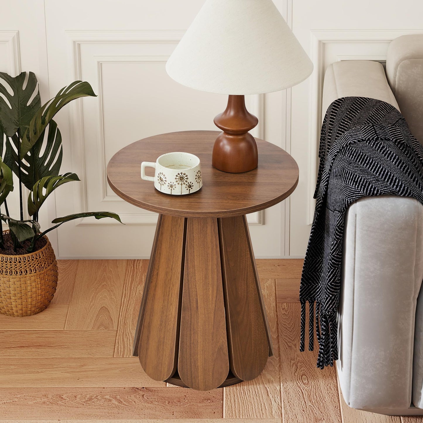 Mid Century Round Modern Side Table Nightstand