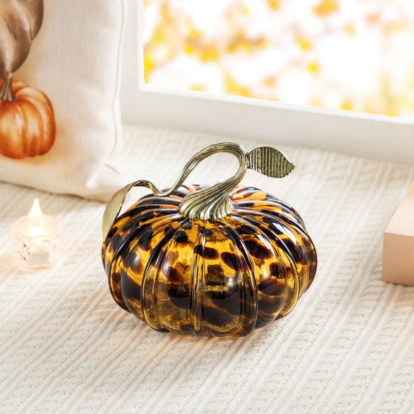 Amber Glass Pumpkin Decor
