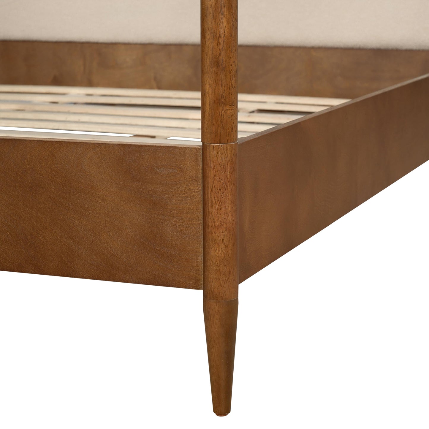 Vintage Upholstered 4-Poster Canopy Bed