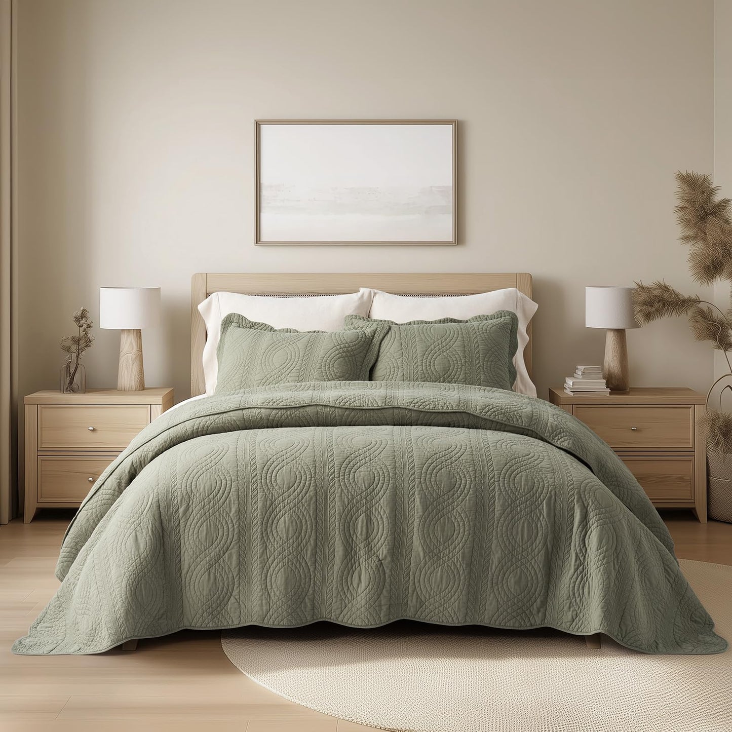 100% Cotton Scallop Quilt Set