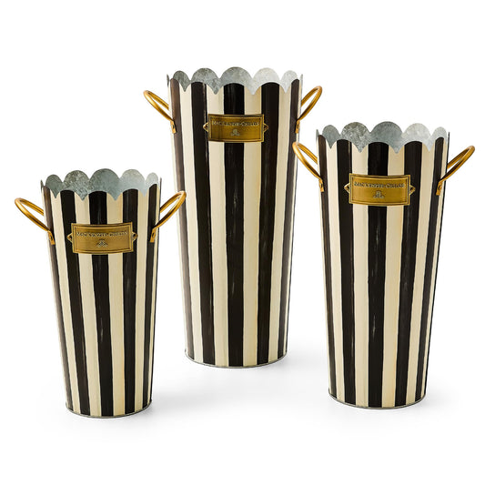 Decorative Set of 3 Galvanized Flower Buckets