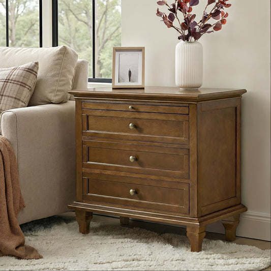 Solid Wood 3 Drawer End Table with Tray