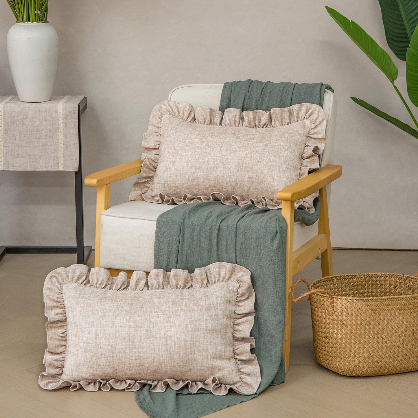 Rustic Classic Linen Style Throw Pillow Covers Set of 2