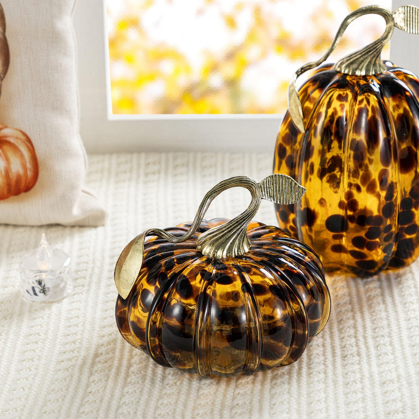 Amber Glass Pumpkin Decor