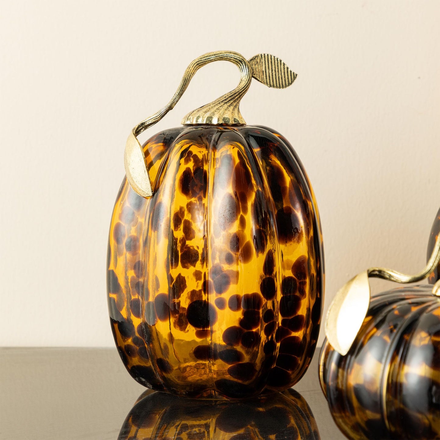 Amber Glass Pumpkin Decor