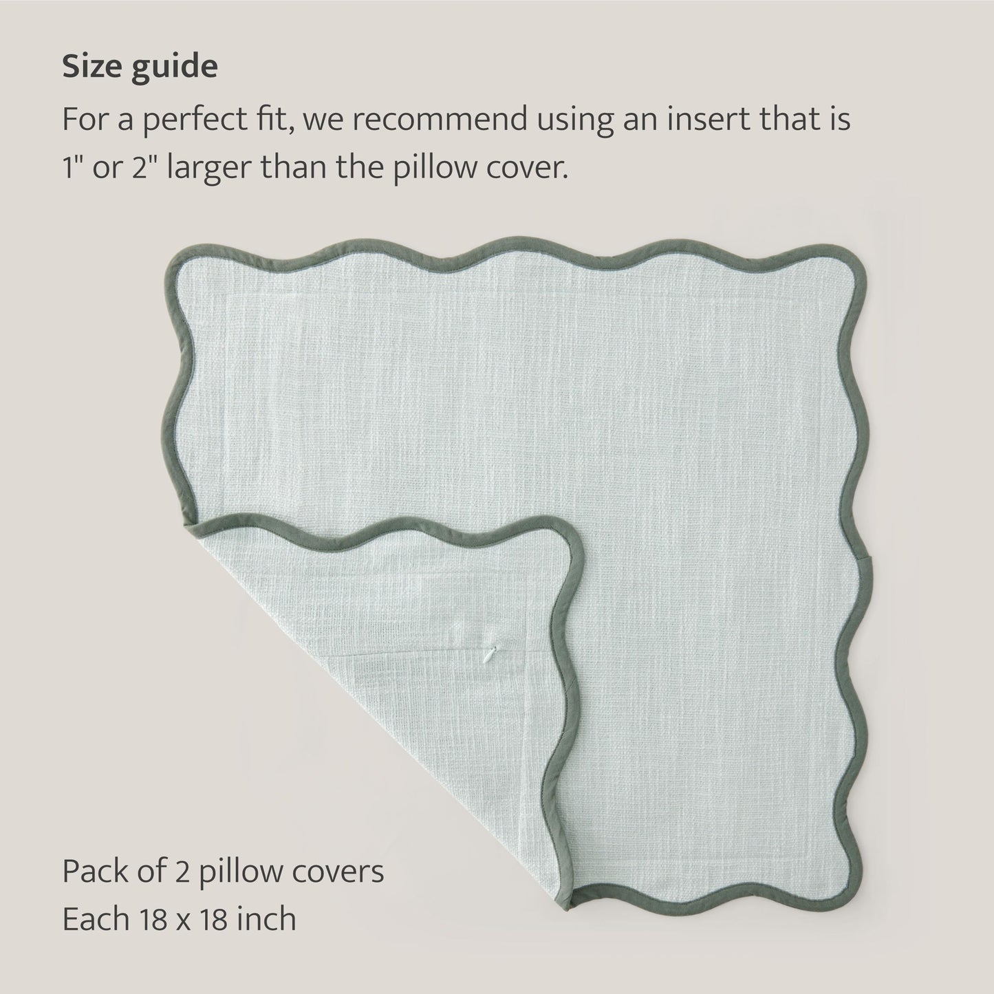 Double Stitch Scalloped Throw Pillow Covers - 100% Cotton