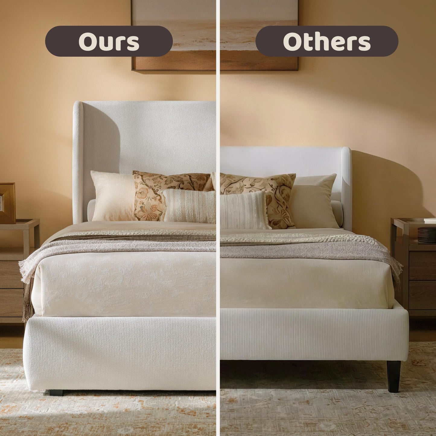 King Upholstered Wingback Bed Frame