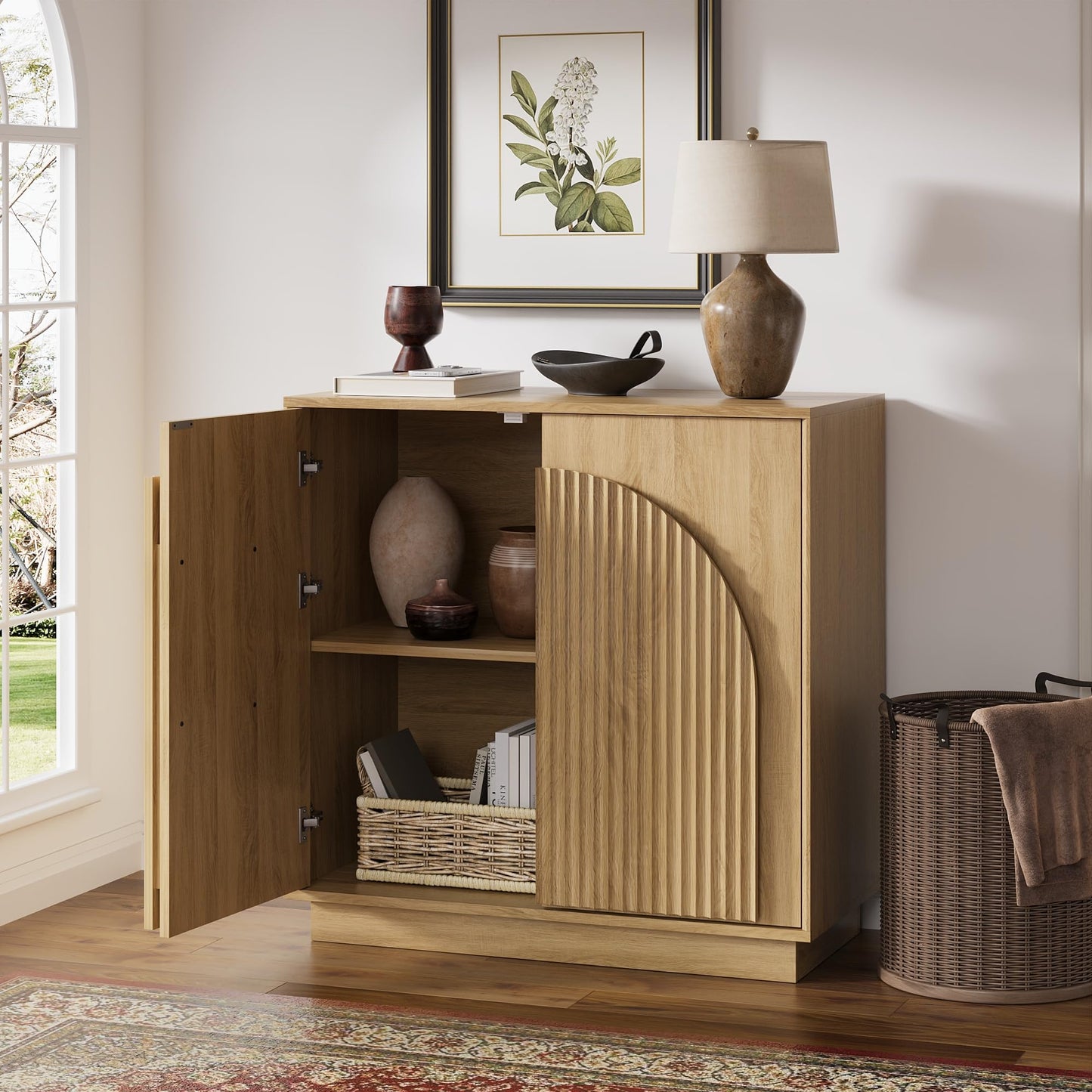 Modern Buffet Cabinet / Sideboard with Storage with Wave Design