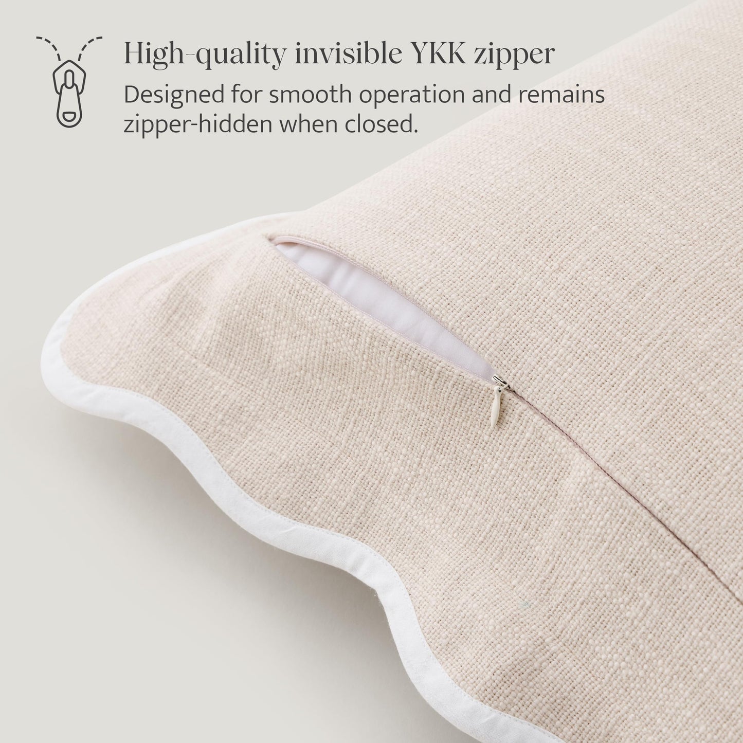 Double Stitch Scalloped Throw Pillow Covers - 100% Cotton