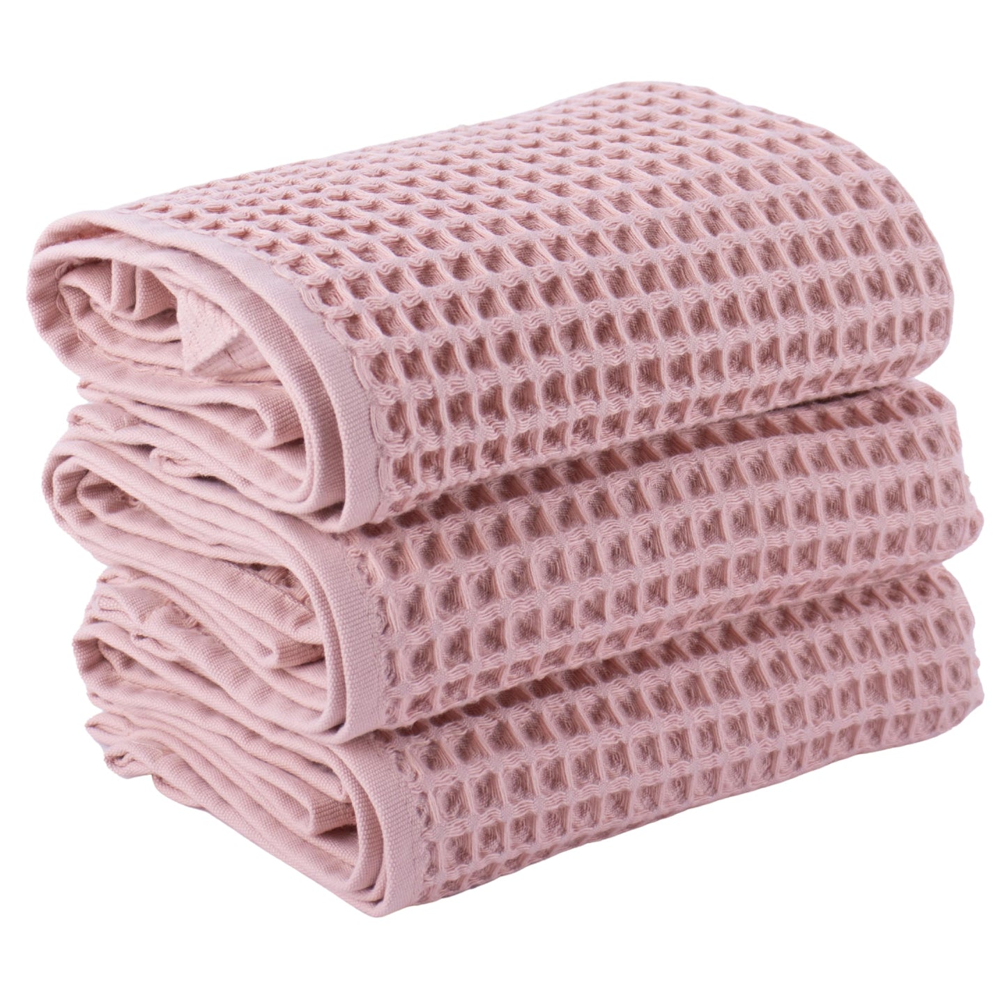 PÜSKÜL Organic Waffle Kitchen Towel Pure 100% Turkish Cotton Set of 3 Natural Raw-Undyed Towel - Premium Quality Soft Quick-Dry Absorbent Lint-Free Hand & Dish Towels Large 32X16 (3, Natural Beige)