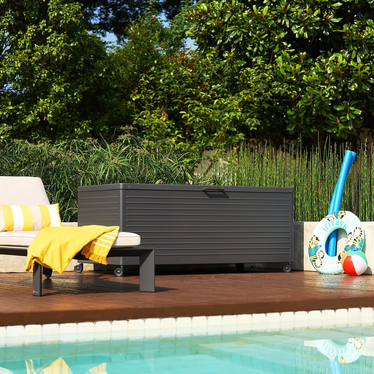 Waterproof Outdoor Storage Box with Wheels & Soft-Close Lid