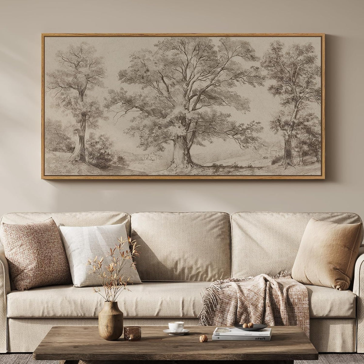 Framed Vintage Landscape Wall Art 60x30 Inch
