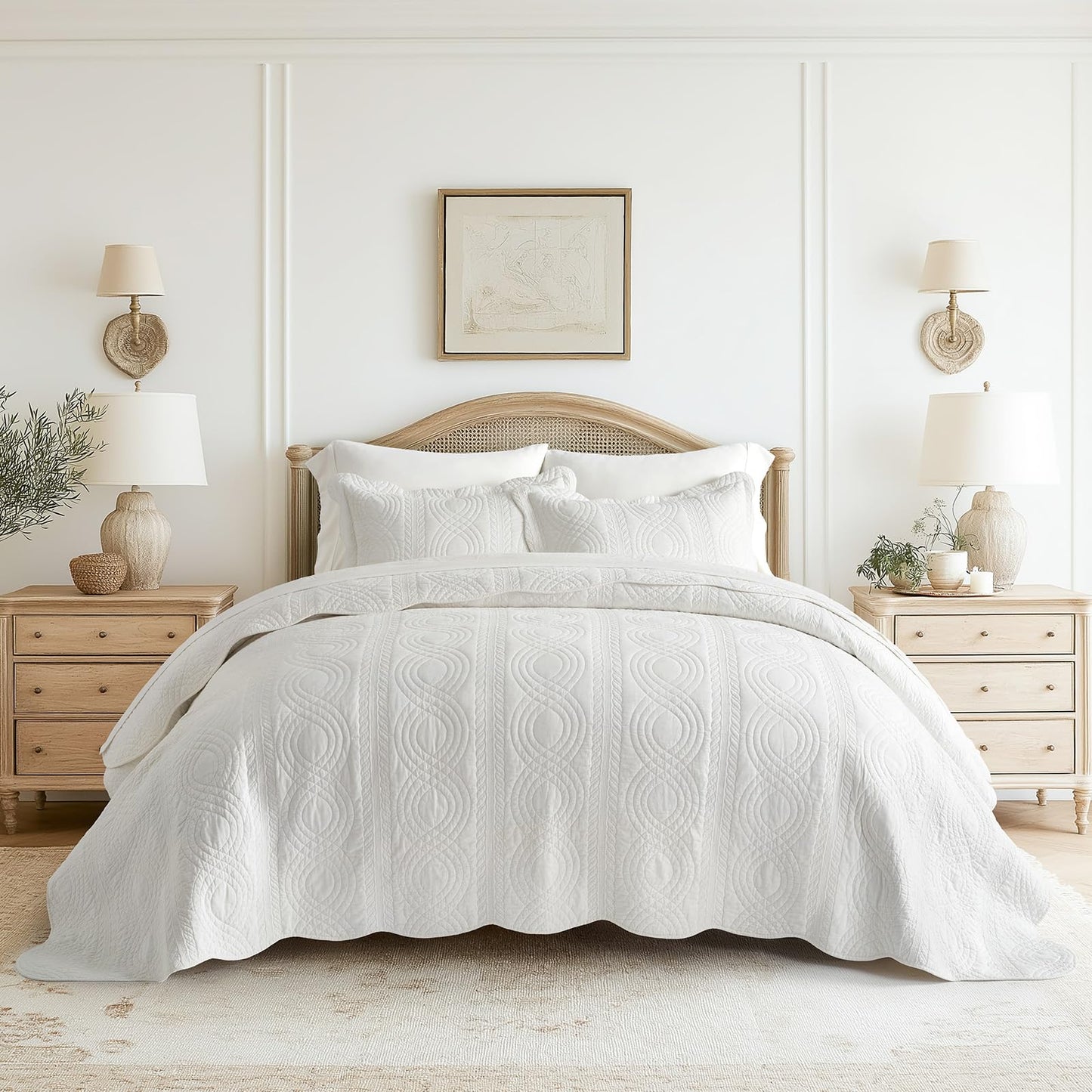 100% Cotton Scallop Quilt Set