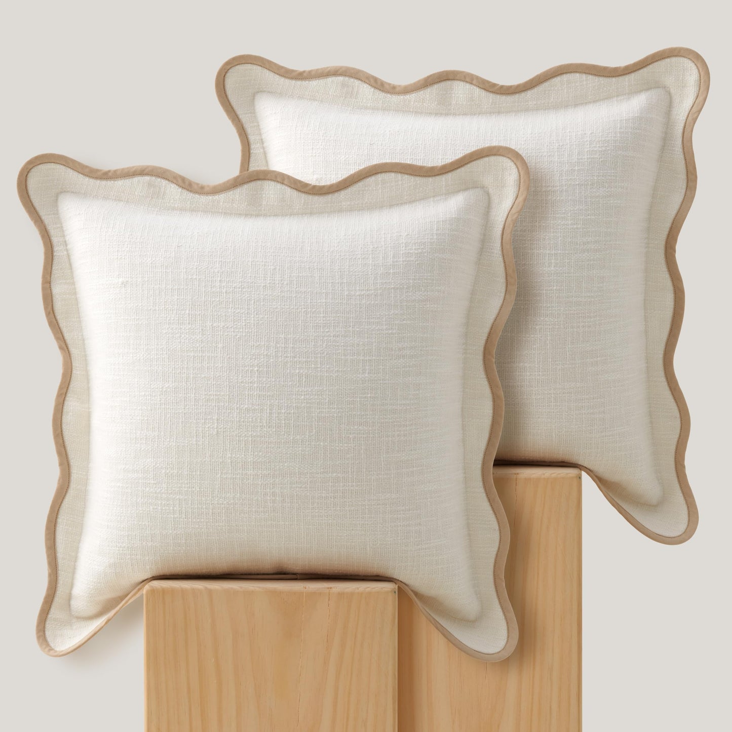 Double Stitch Scalloped Throw Pillow Covers - 100% Cotton