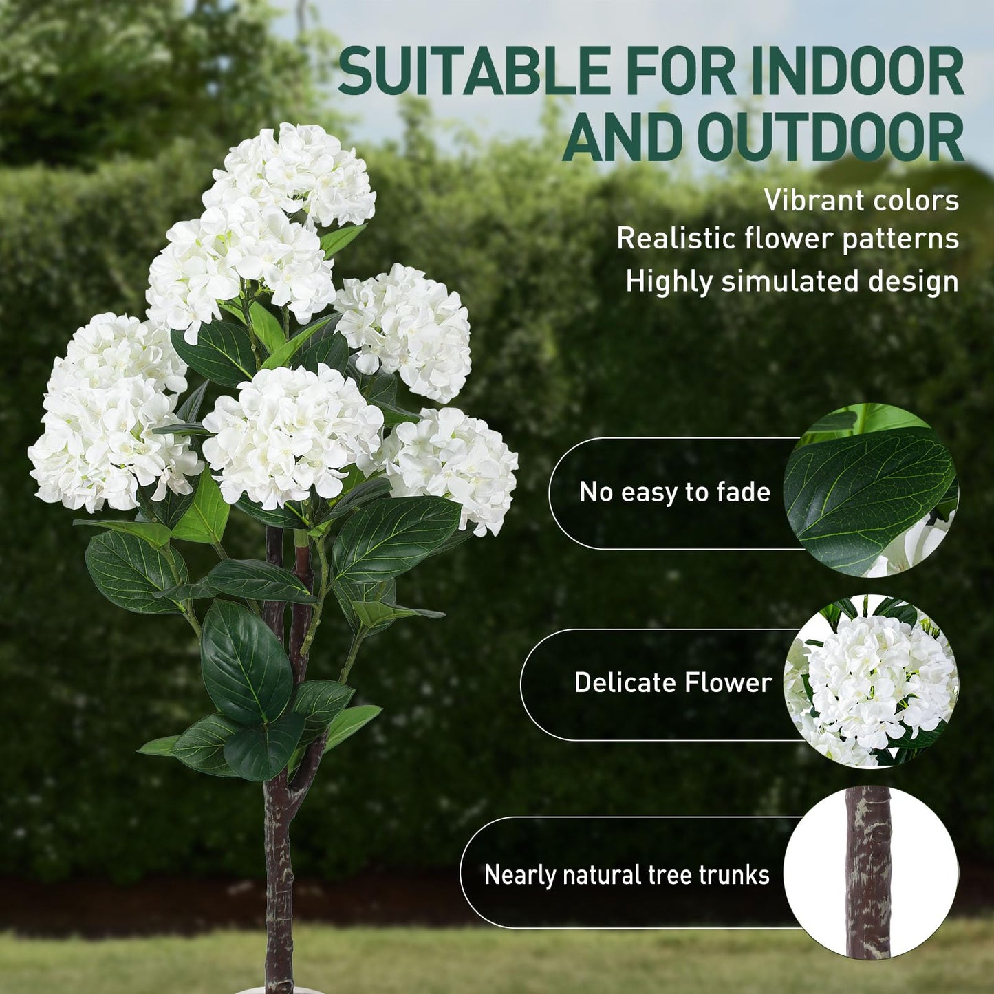Yepdin 63 inch Artificial Camellia Tree with White Flower Pots - White Fake Tree,5 Ft Faux Plants Indoor wich Blooming,Artificial Plants for Indoor & Outdoor Home Front Door Decor