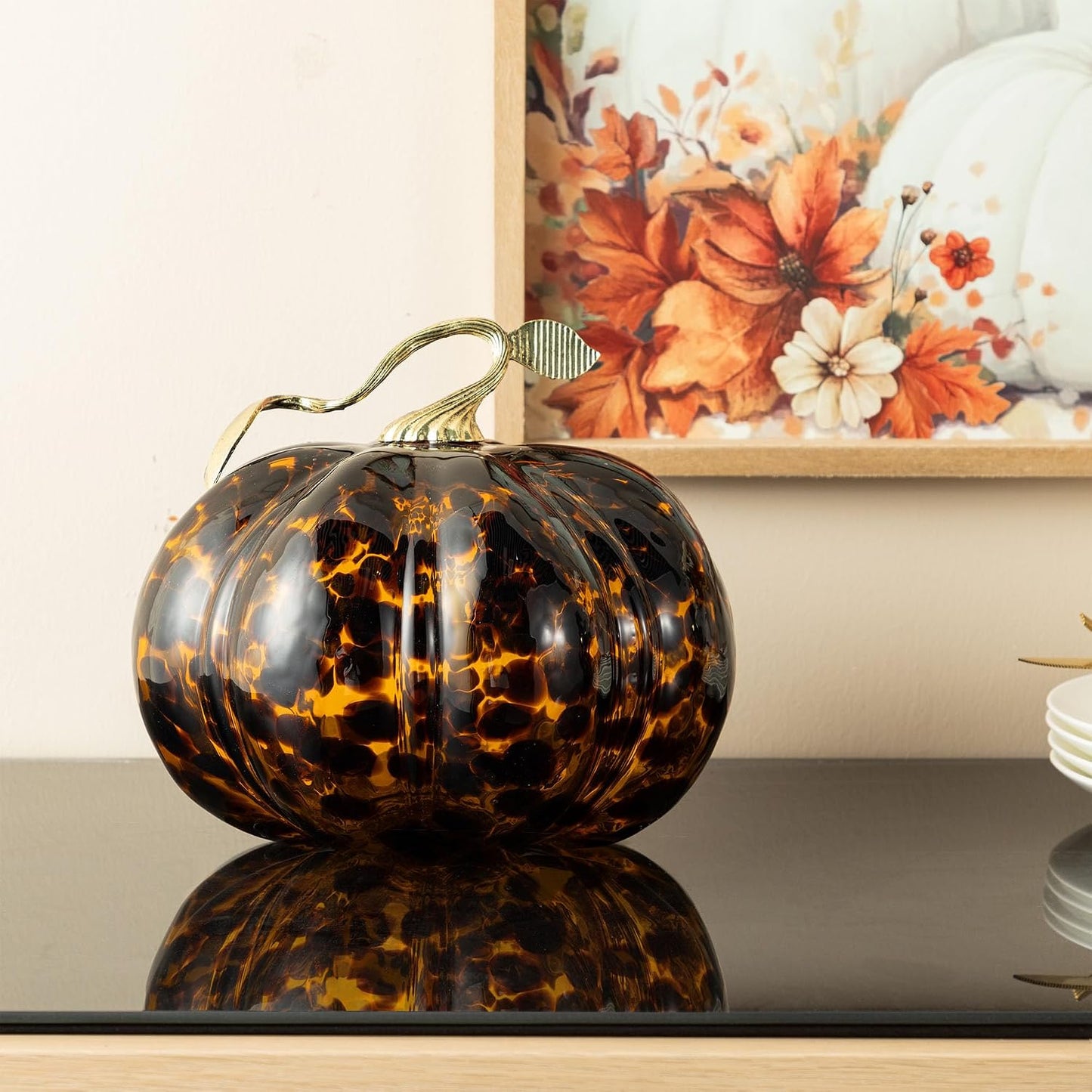 Amber Glass Pumpkin Decor