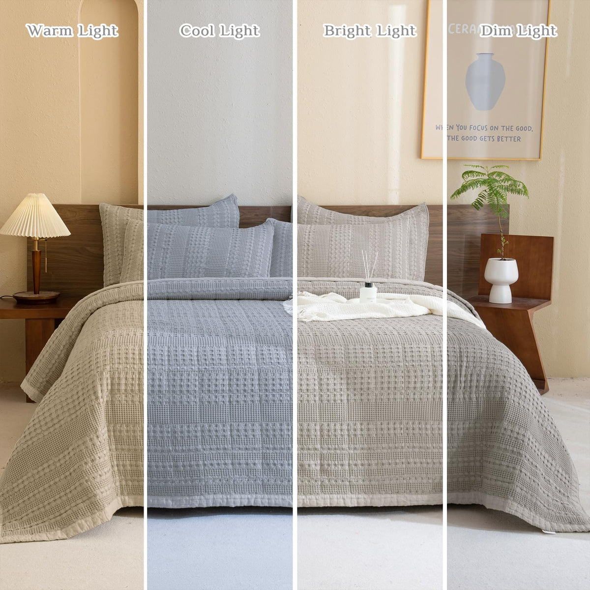 Oversized Waffle Weave Lightweight Coverlets_3 Pieces