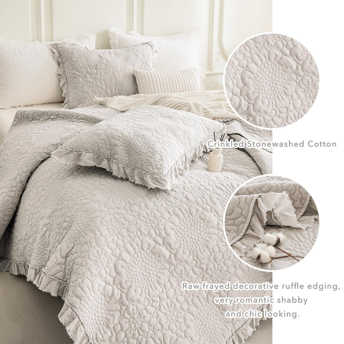 Cotton Oversized Quilt Bedspread Set