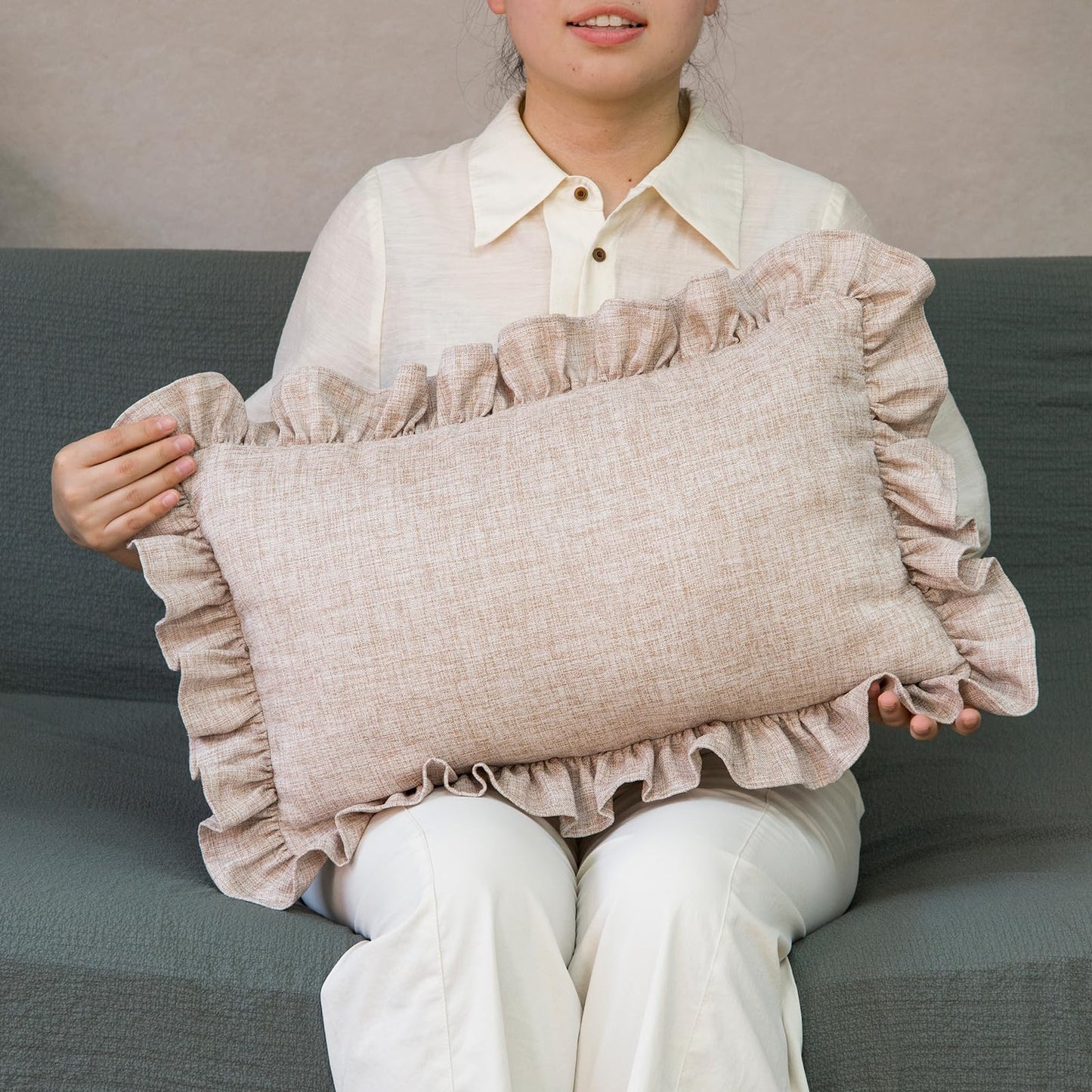 Rustic Classic Linen Style Throw Pillow Covers Set of 2