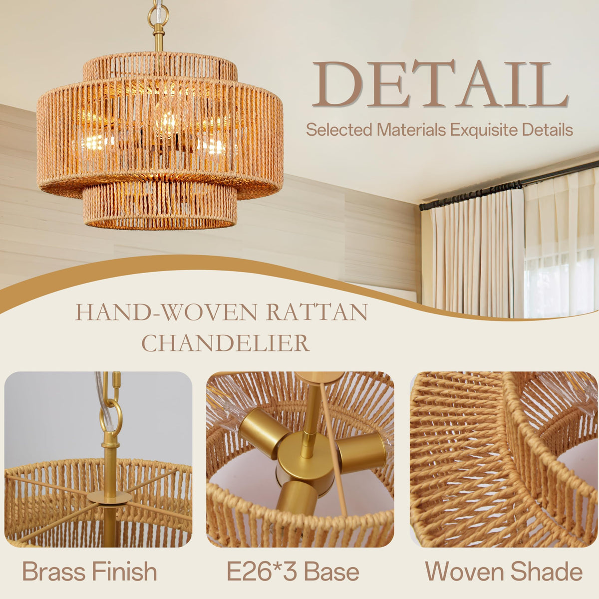 Black Rattan Pendant Chandelier