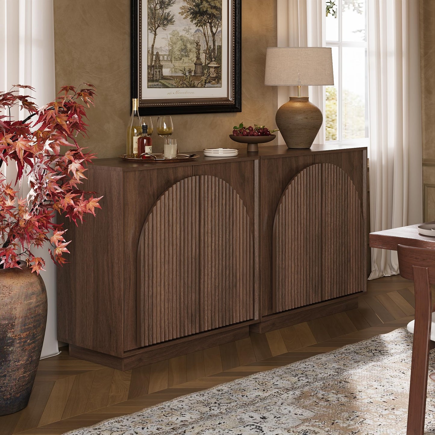 Modern Buffet Cabinet / Sideboard with Storage with Wave Design