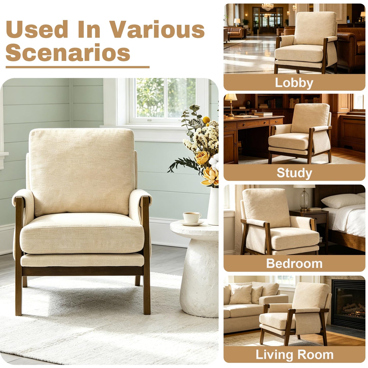 Modern Accent Armchair_Solid Wood