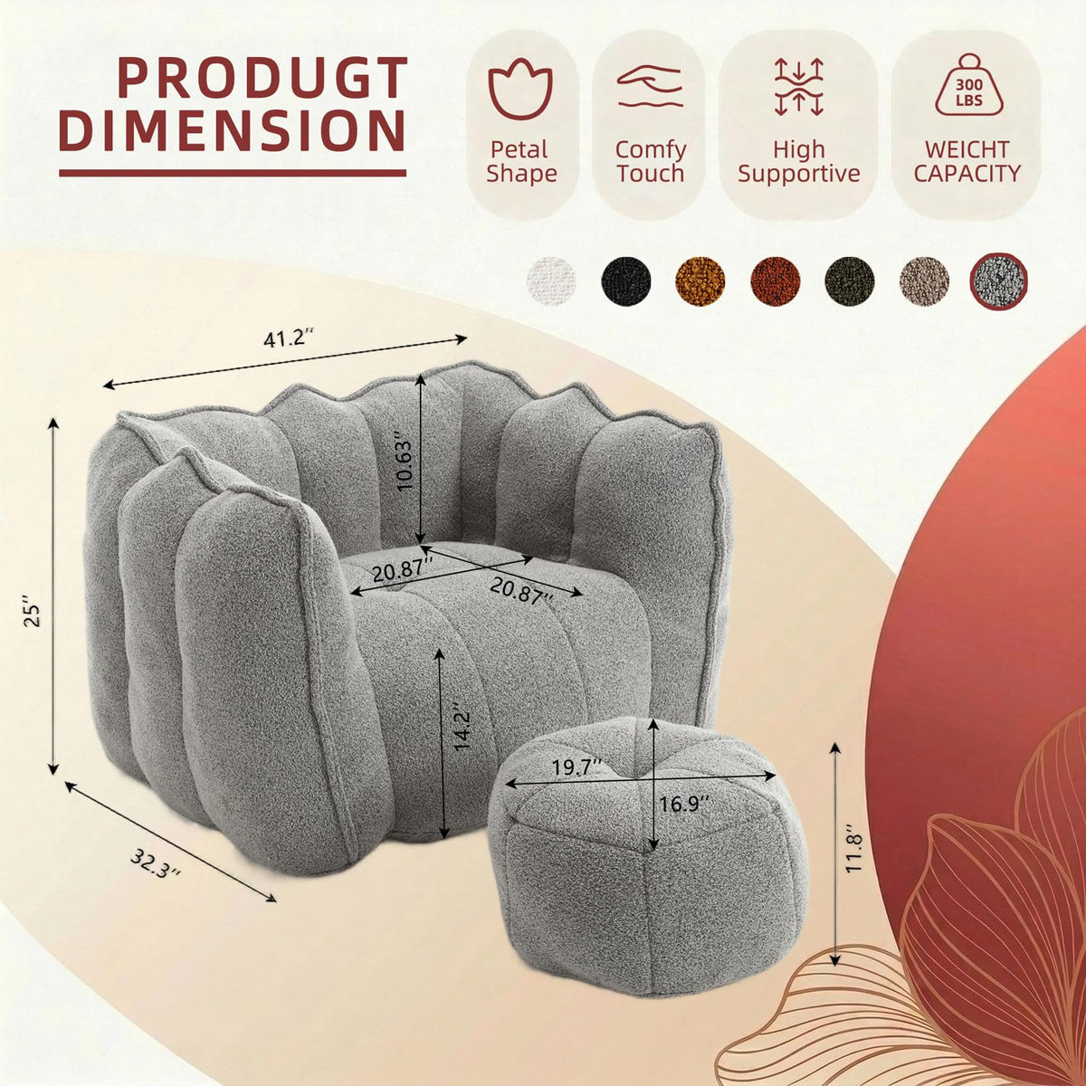 Bean Bag Couch with Ottoman