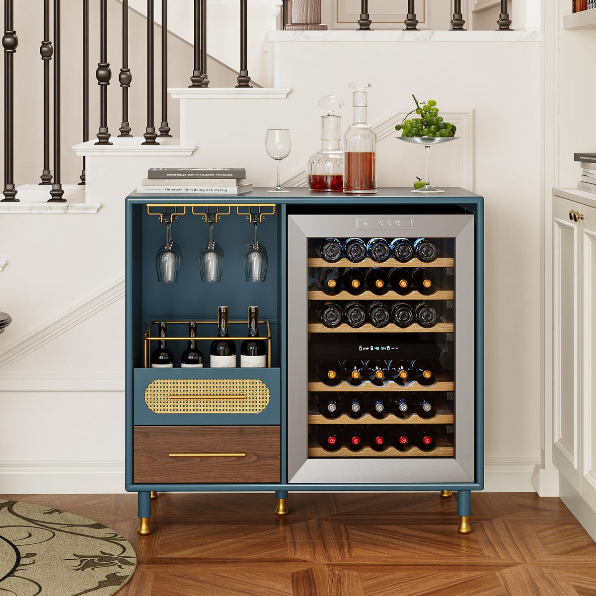 Coffee Wine Bar Cabinet with Mini Fridge
