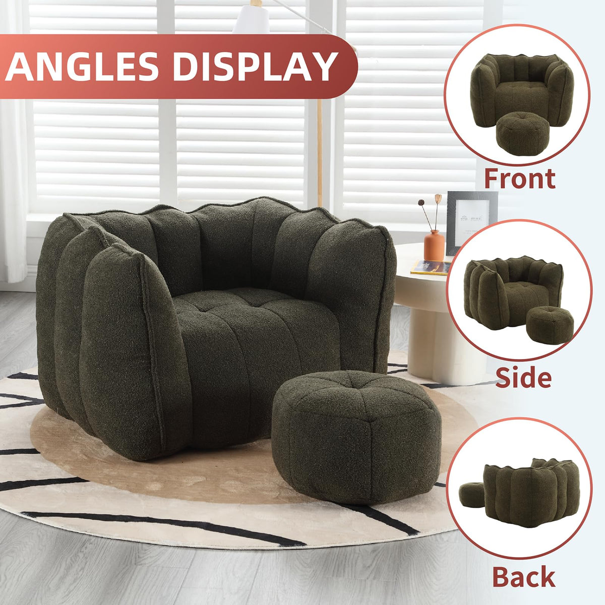 Bean Bag Couch with Ottoman