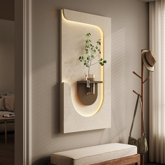Large LED 3D Textured Neutral Wall Art Decor