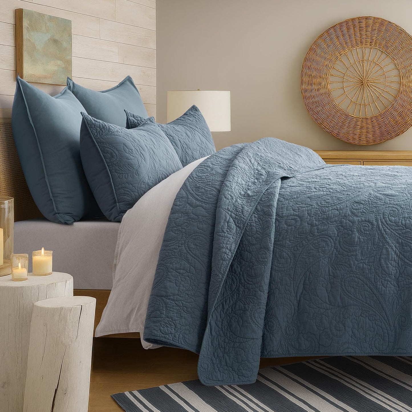 100% Cotton Scallop Quilt Set