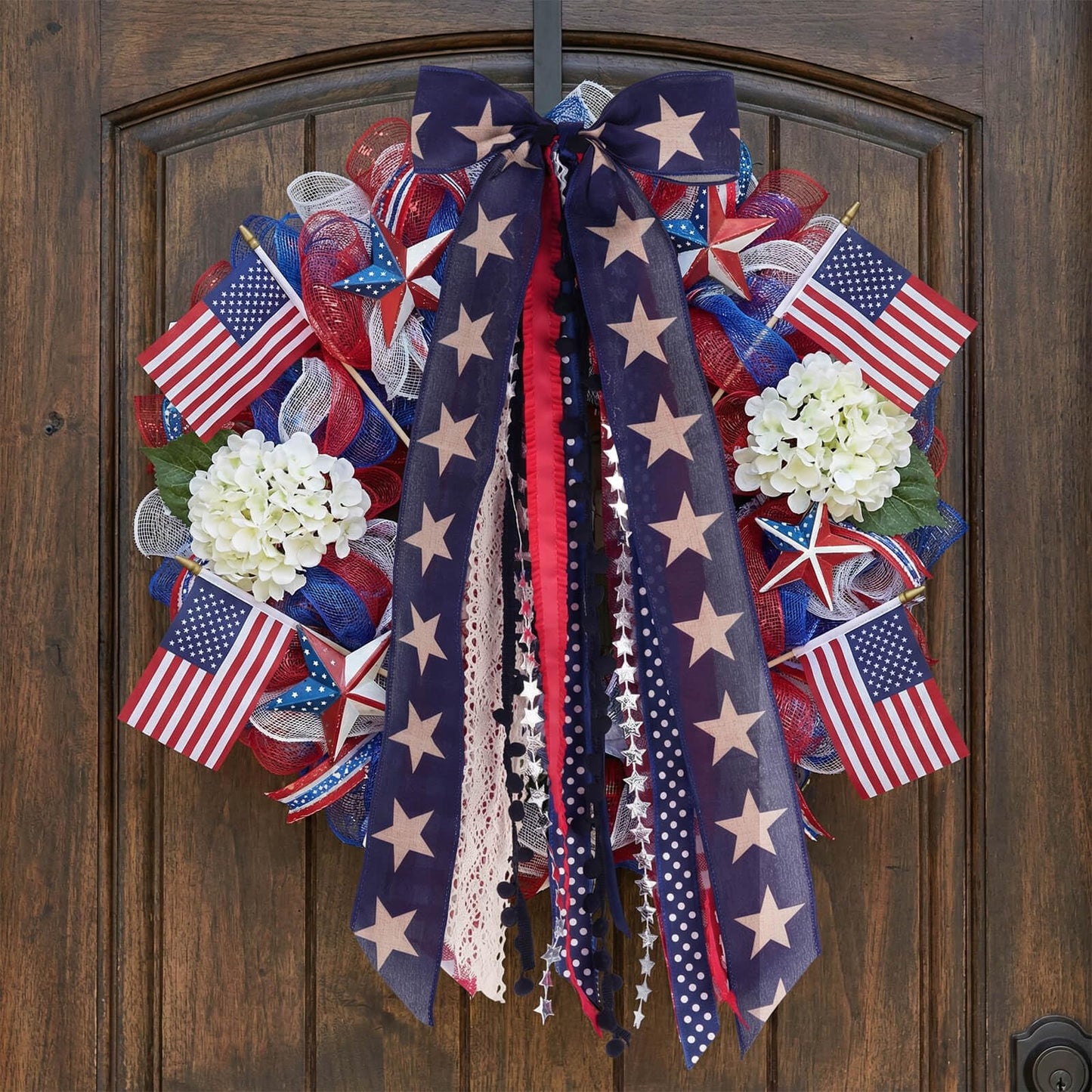 Large Patriotic Front Door Wreath Sash for Independence Memorial Day