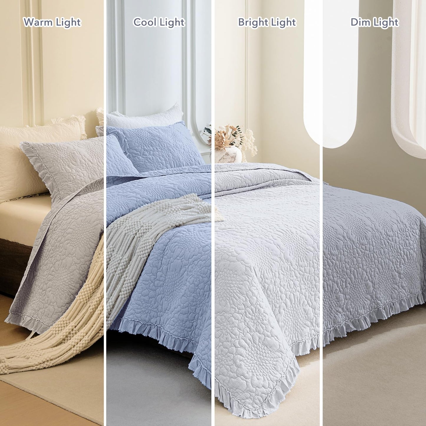 Cotton Oversized Quilt Bedspread Set