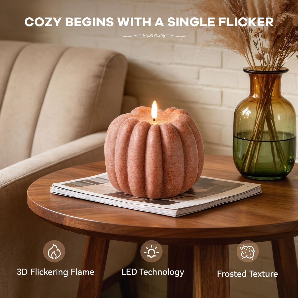 Flameless Pumpkin Candle with Remote