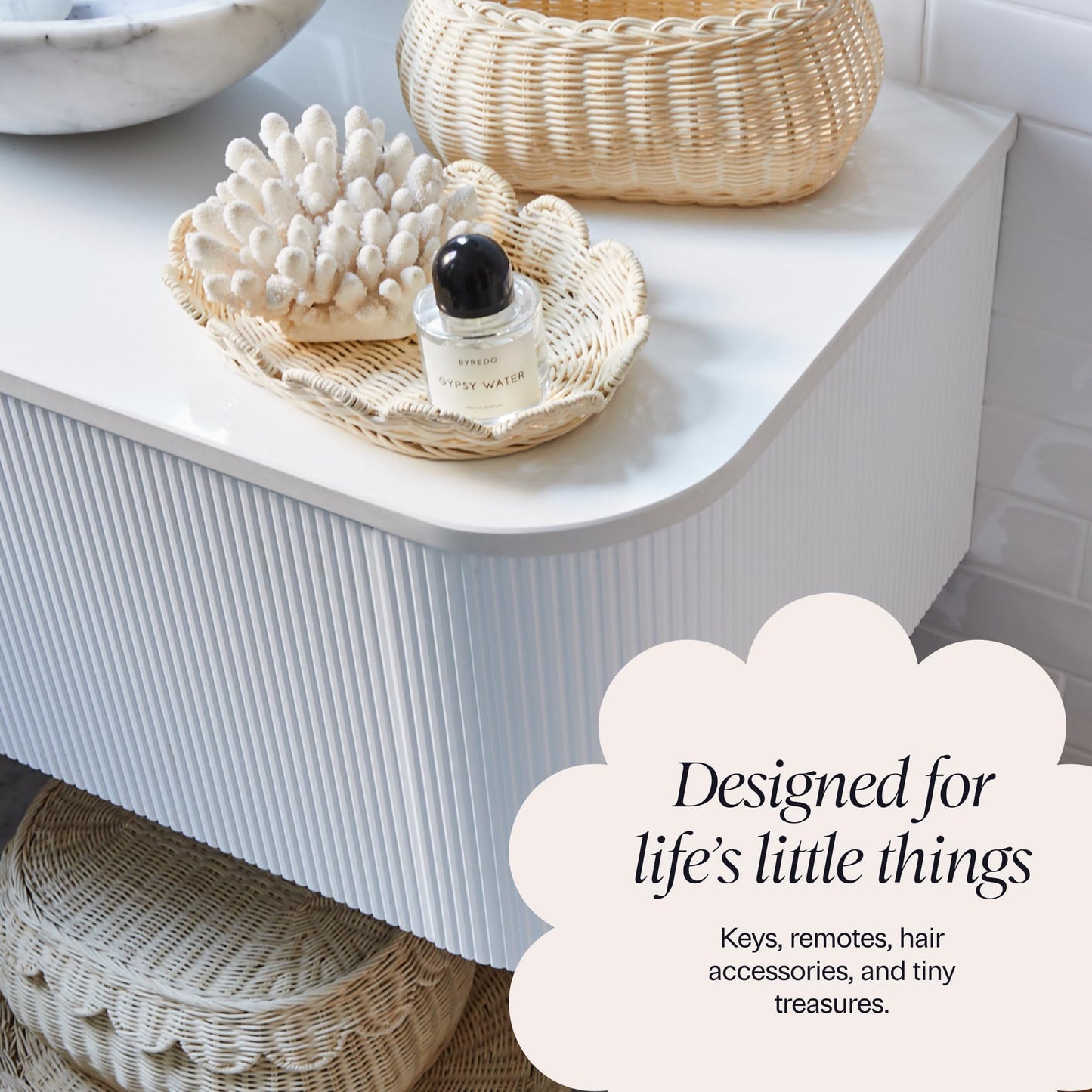 Hand-Woven Scalloped Basket Set Of 2