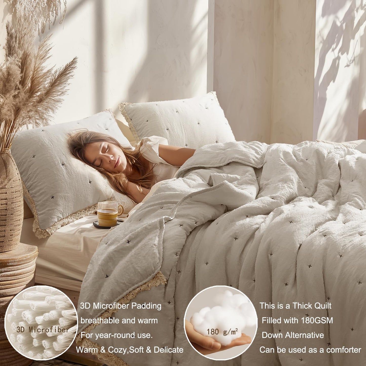 Lightweight Quilt Bedding Set with 1 Pillow Sham